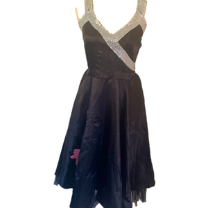 Franco 50’s Black Satin Poodle Dress - Medium Big Girls